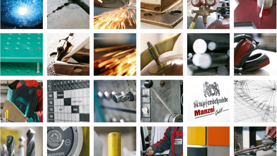 Werkstatt der Kupferschmiede Manzei mit Metallarbeiten in Edelstahl, Aluminium und Kupfer